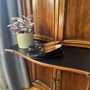 kate spade Black Patent Leather Moccasin Loafers